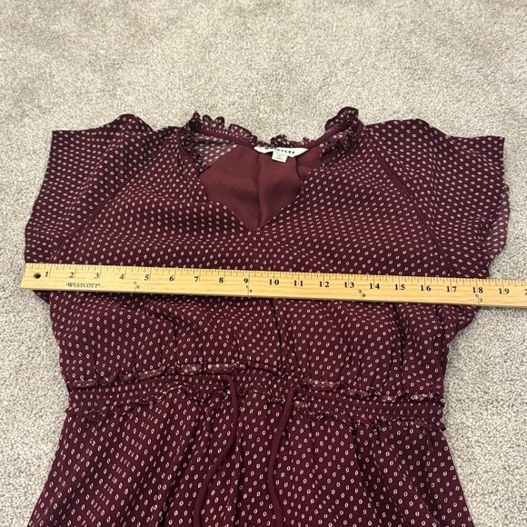 Whistles Burgundy Jazmin Spot Mini Dress Size 8 Like New - Picture 10 of 11